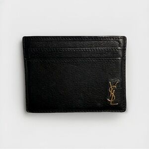 Yves Saint Laurent Black Card Holder with Gold Logo